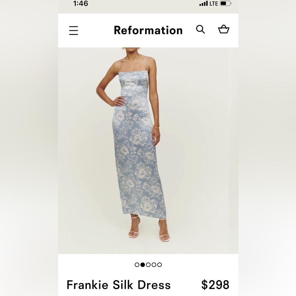 Frankie Silk Dress in Porcelain. from Reformation